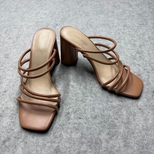 Nine West Glowy 3 Women’s size 9M Heel Sandals Multi Strap Square Toe